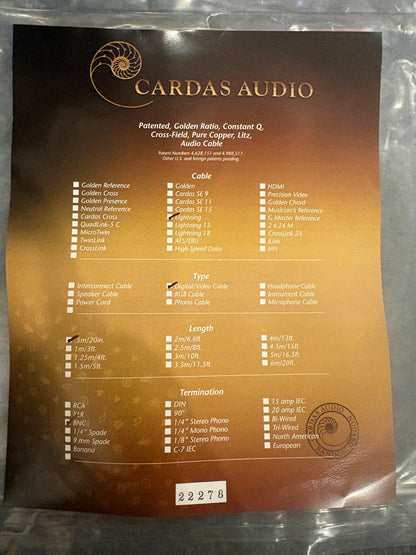 Cardas Lightning Digital Video Cable BNC to BNC 0.5m